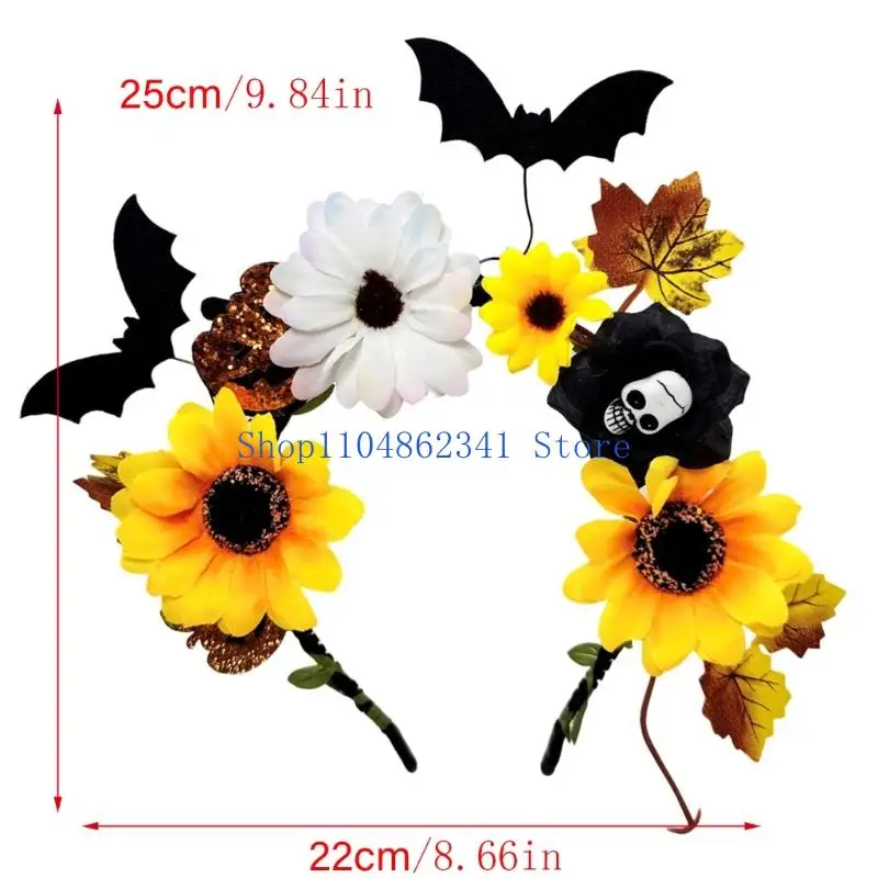 5asd Halloween-Spinnen-Fledermaus-Kopfbedeckung, Stirnbänder, elastisches Design, Abschlussball, Karneval, Kostümzubehör