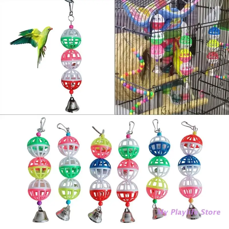 1pcs Swing Parrot Toy Lovebird Cockatiel Pet Bird Bell Ball Random Color Chew For Parakeet Macaw Hanging Cage Supplies