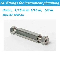 1/16 inch Union 1/8 inch GC HPLC Fittings for Instrument Plumbing Stainless Steel Connector for Agilent Shimadzu