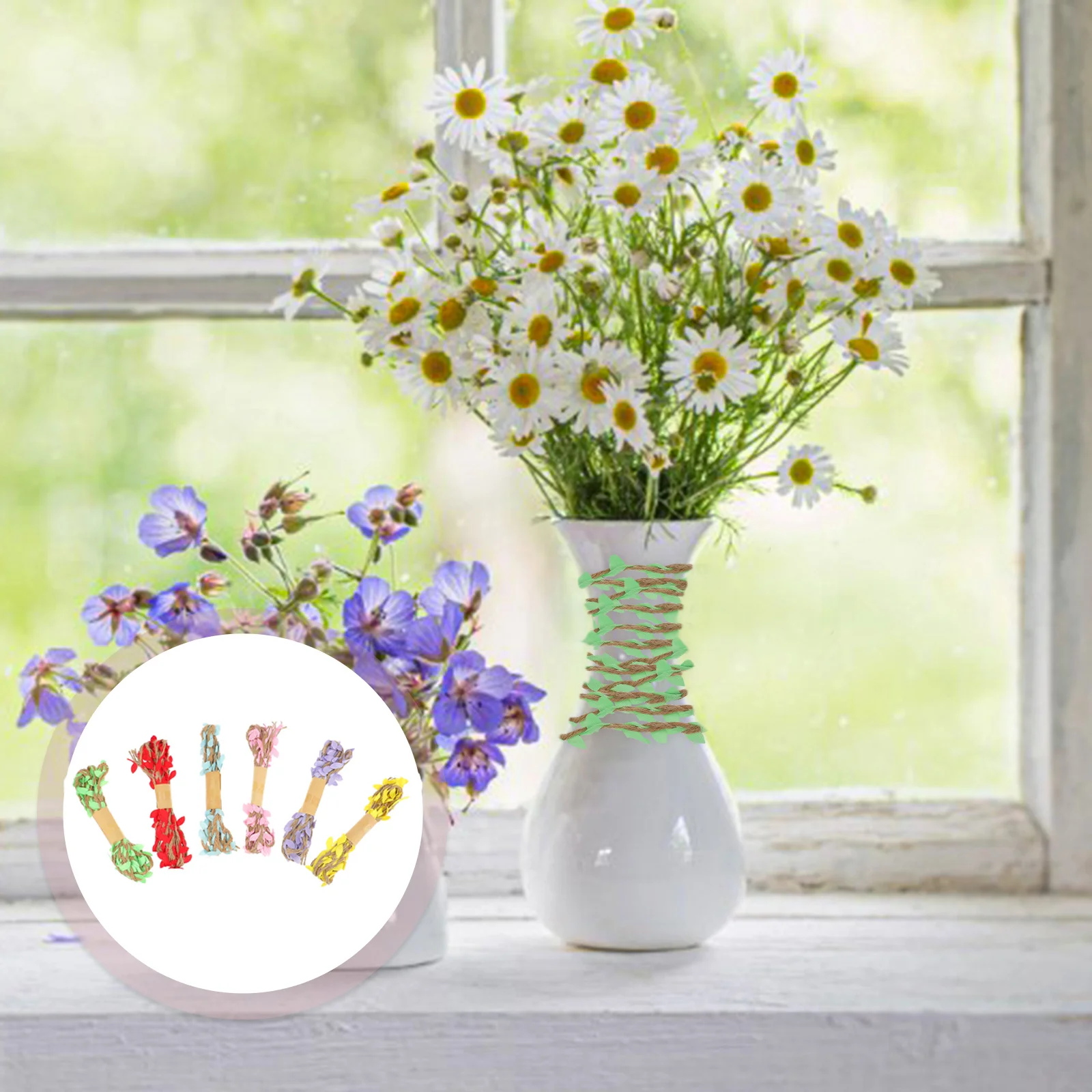 

6pcs Diy Artificial Leaf For Craft Projects Decorative Fake Leaves Rope Wall Decor Simulation Leaf Rope Diy Decor