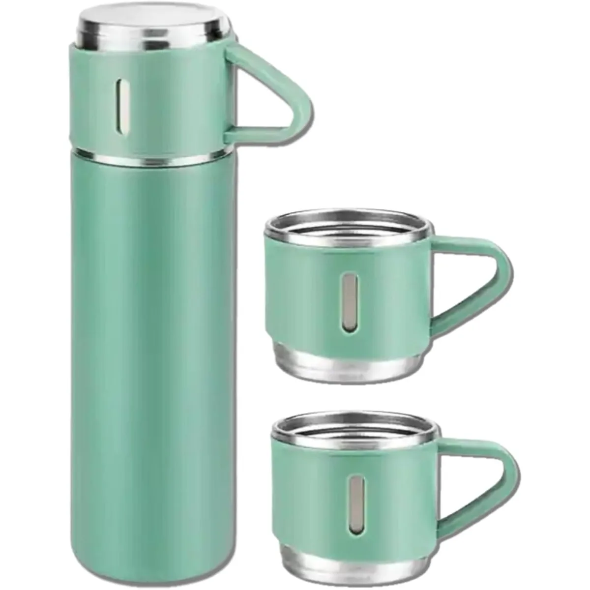Vakuumisolierte Flasche mit Tasse, 500 ml, Edelstahl-Vakuumflasche, Thermosflasche, Wärmedämmung für den Außenbereich, Kaffeetasse