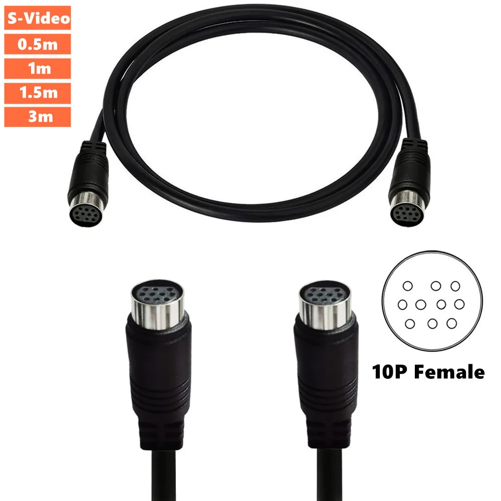 Mini DIN 10 Pin Male to Female Audio Cable for TV Receiver Monitor Projector Audio and Video Receiver Mini 10Pin Male to Female