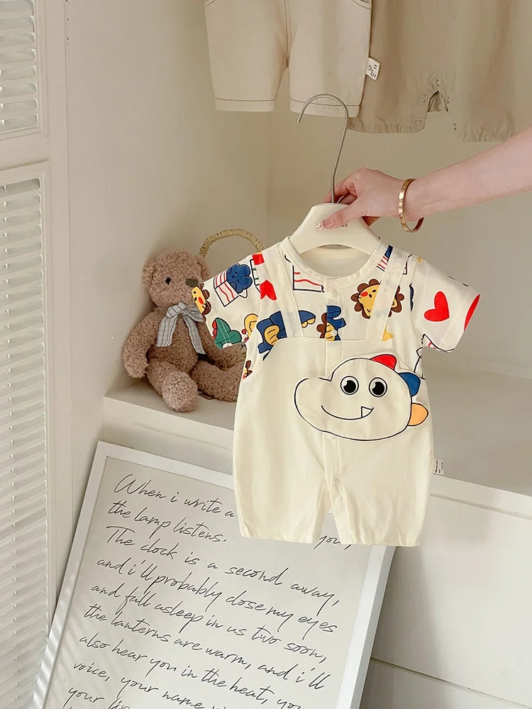 Mameluco para bebé, mono de aodón fino de manga corta, ropa ex para recién nacido, traje de verano transpirable, ropa b...