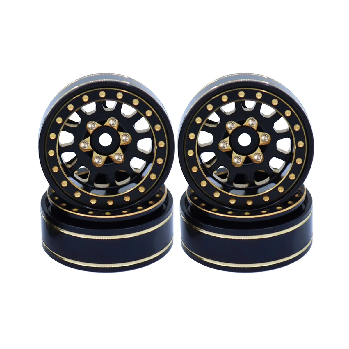 

4Pcs 1.0 Plus Brass Beadlock Wheel Rim Wheel Hub for 1/18 1/24 RC Crawler TRX4M Axial SCX24 AX24 FCX24 Upgrade Parts