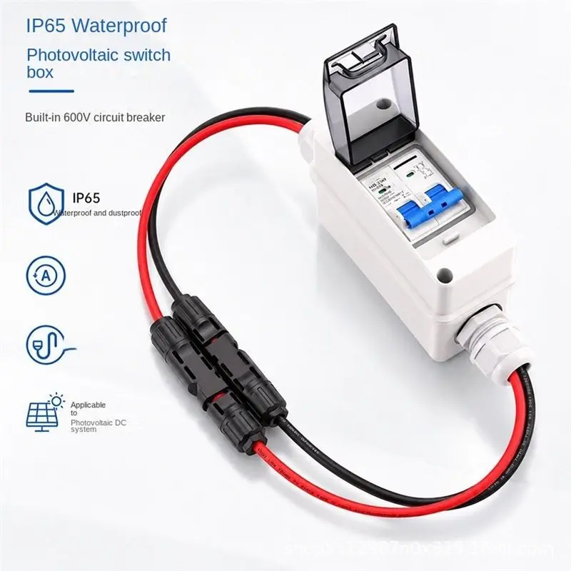 AAAN-DC PV Disconnect Switch Box With DC 600V 32A MCB IP65 HT 2Ways Waterproof Box Solar Photovoltaic PV Combiner Box