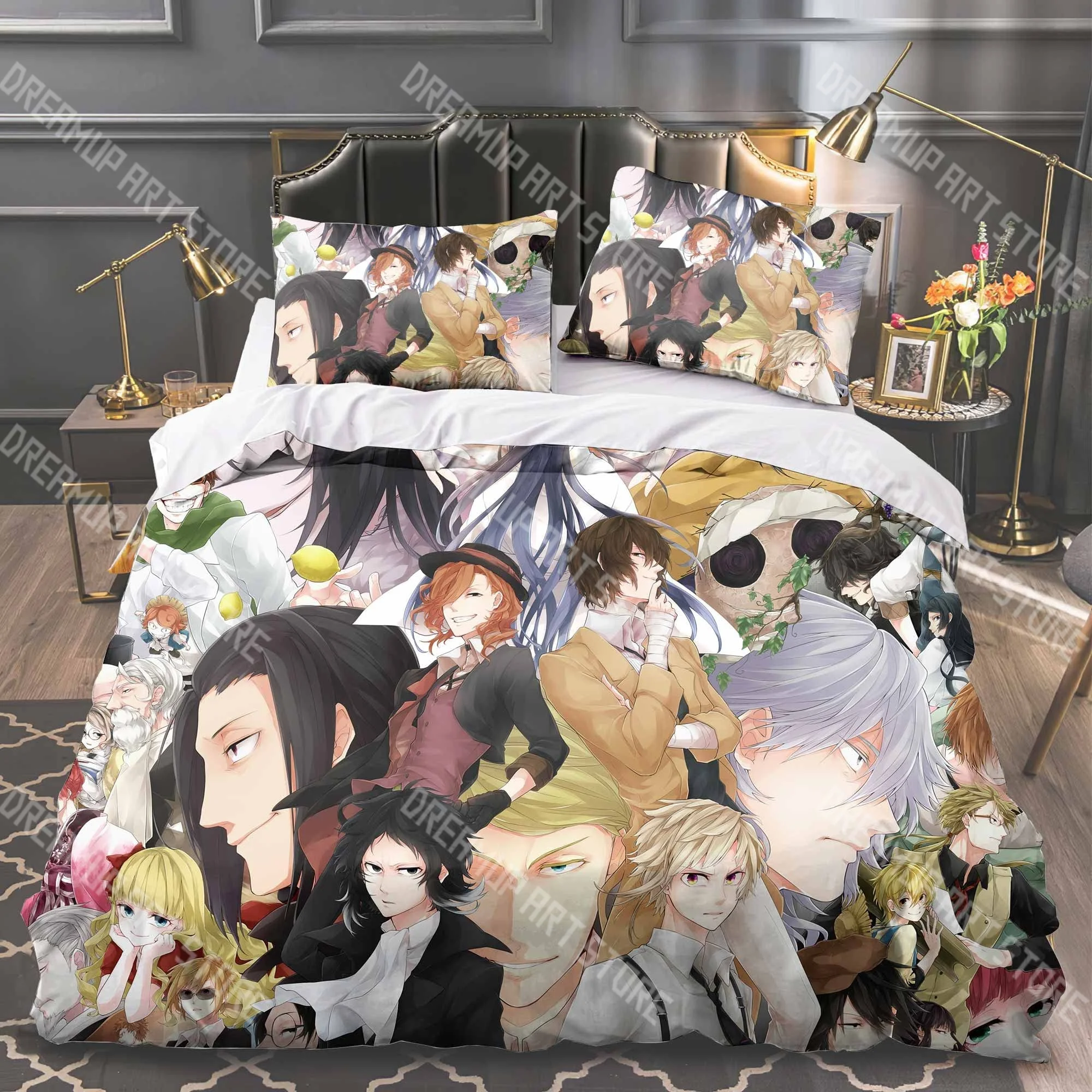 Fashion Bungo Stray Dazai Osamu Dogs Bedding Set Single Twin Full Queen King Size Bed Set Kids Bedroom Duvetcover Sets Bed