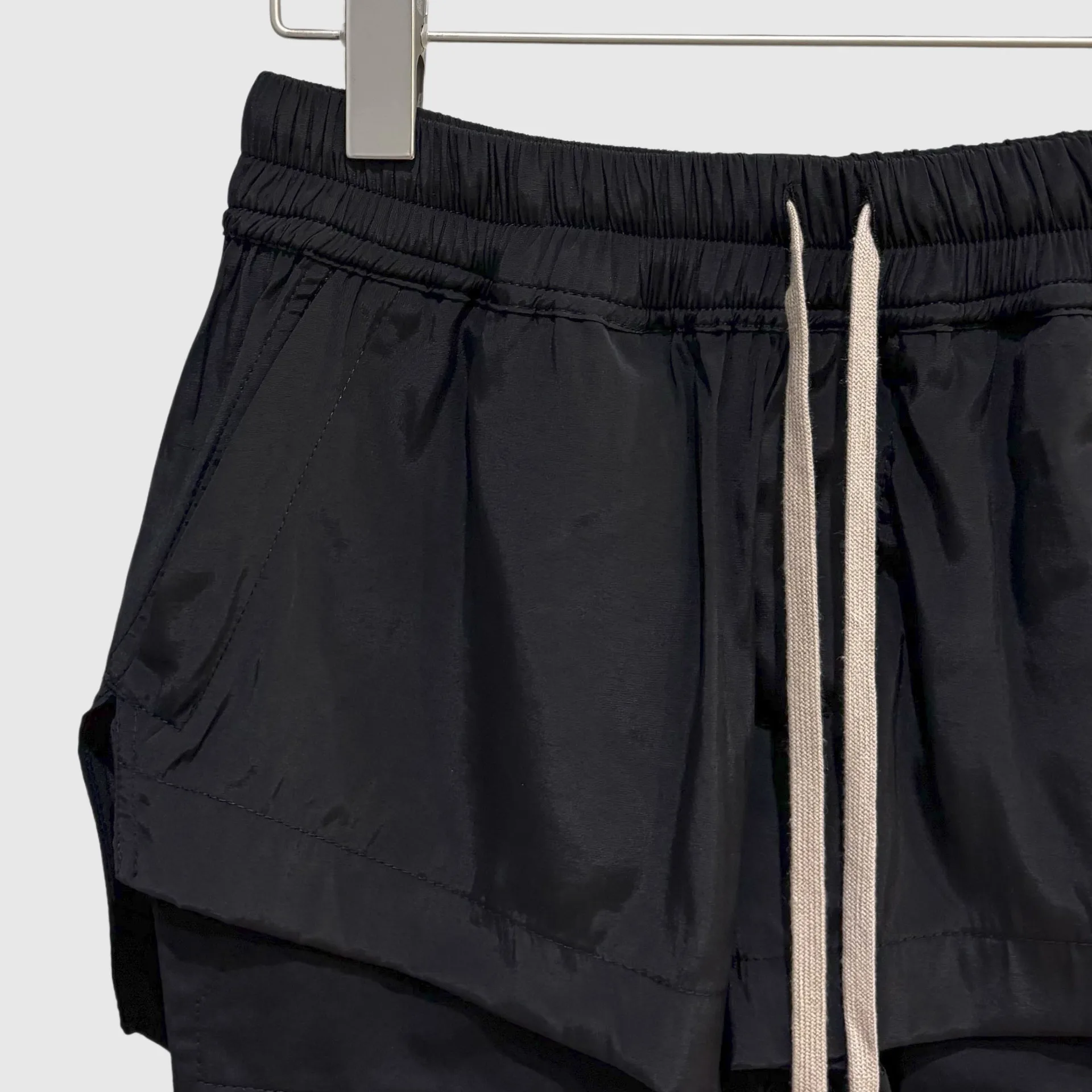 High Street Dark Style Slim Fit Pants with Slit Drawstring Shorts Women's Exlstic Waist Casual Pants Sexy Solid Color Shorts