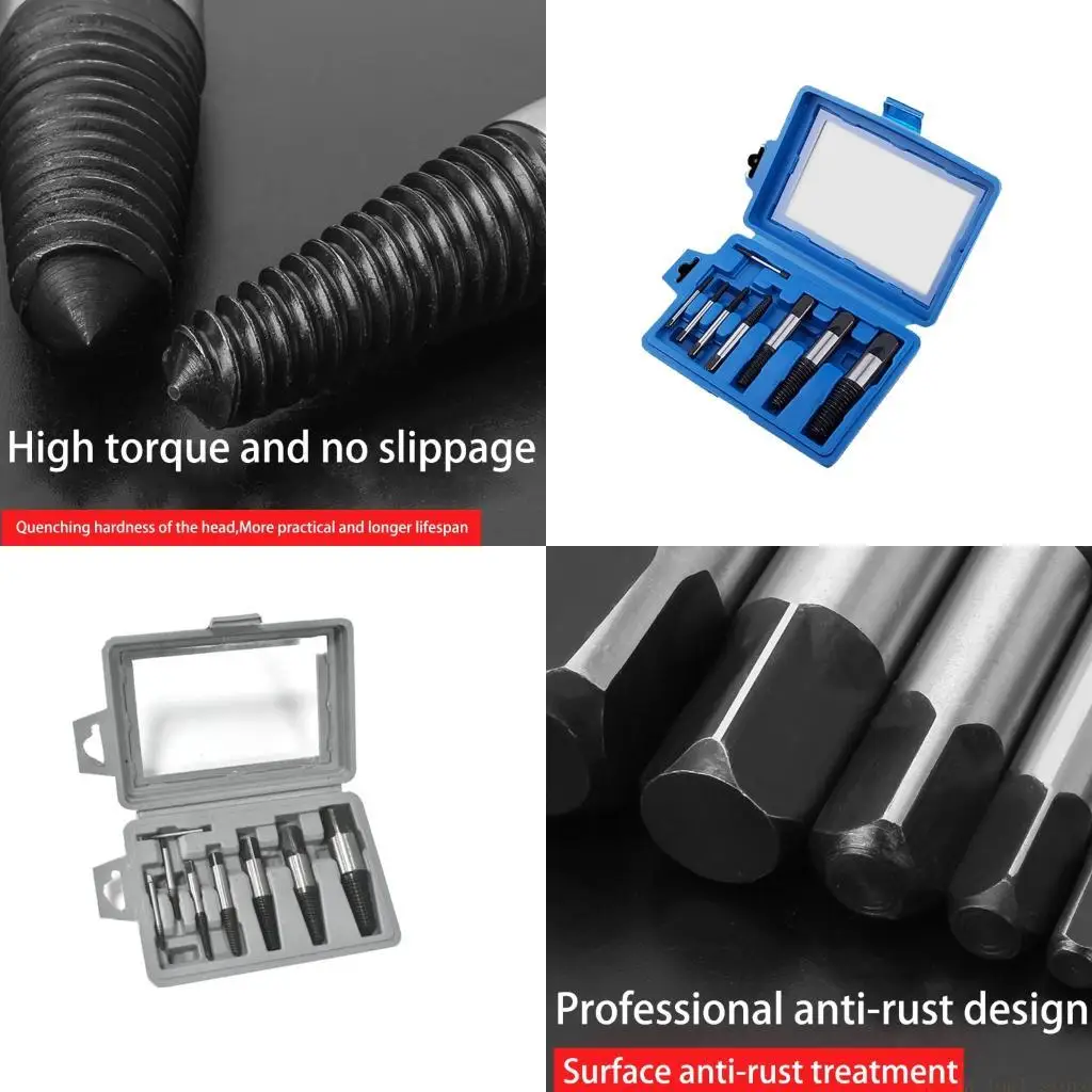 

A2BE 8PCS Damaged Screw Removers Kit Corrosion Resistant Carbon Steel Pipes Repair Tool