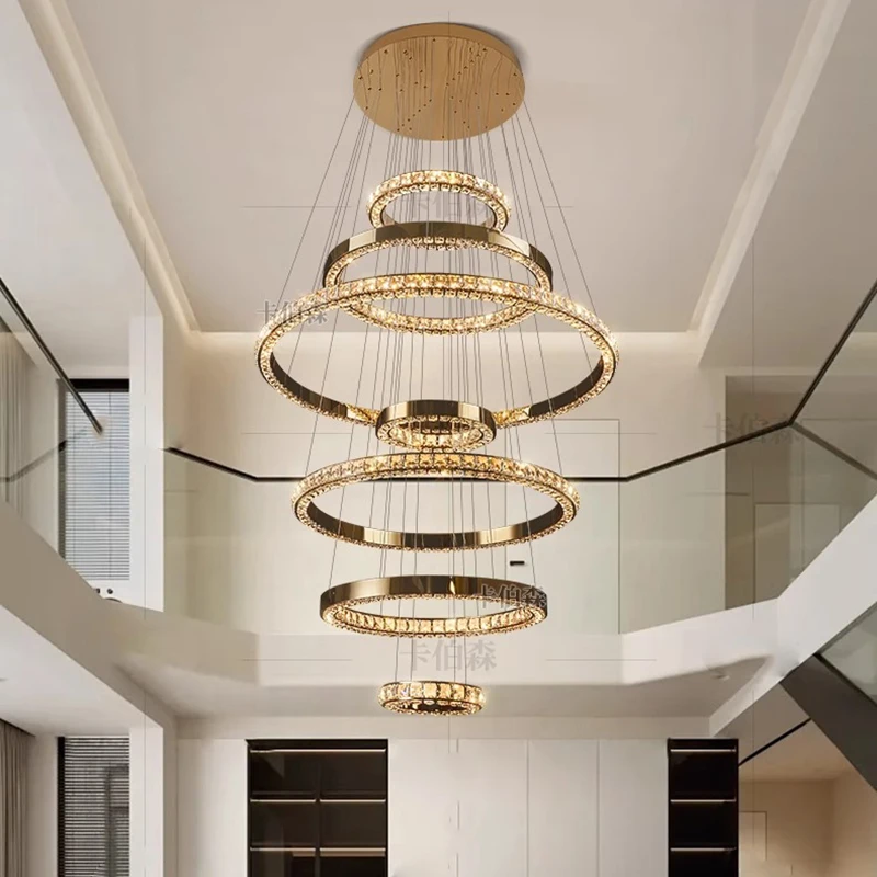 Modern Home Decoration Crystal Chandelier Stair Pendant Lamp Living Room Pendant Lights Interior Lighting