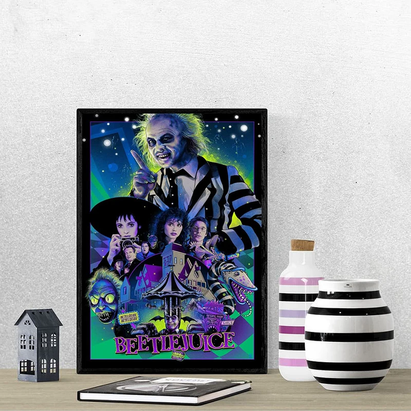 B-Beetlejuice Movie Poster Frames Wall Pictures Room Decor Home and Decoration Decorative Picture Vintage Art Mural Decorations