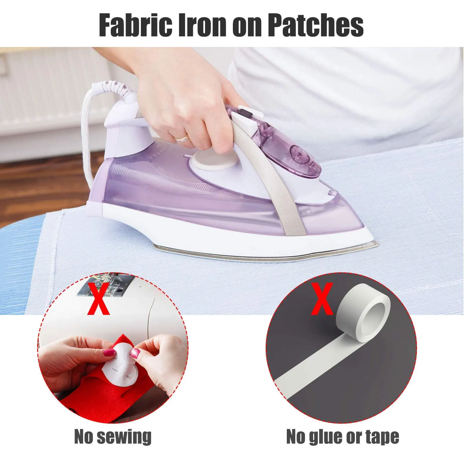 A32P_12 Pcs Iron-on Mending Fabric 4.92 x 11 Inch Iron on Clothes Patches for Mending Fix Pants Pockets Holes Knees Elbow