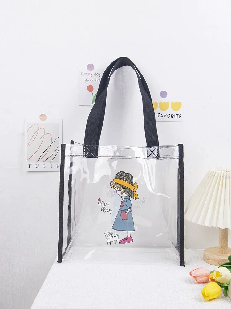 Custom Tote Bag Add Your Print Original Design Fashion Bags Large Capacity Clear Holiday Beach Travel Shoulder Clear Bag