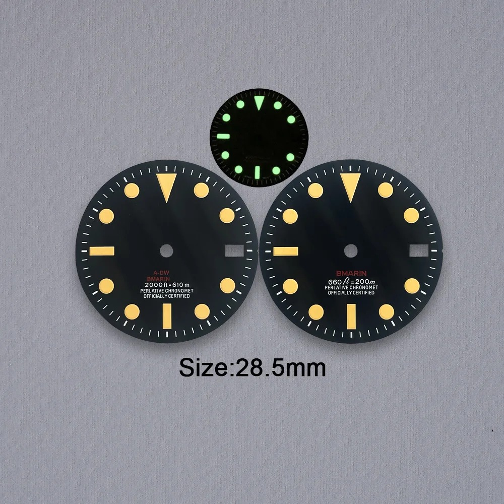 

28.5mm S Logo Dial Green Luminous SUB Retro Dial For NH35 NH36 Movement High Quality Watch Modification Accessories