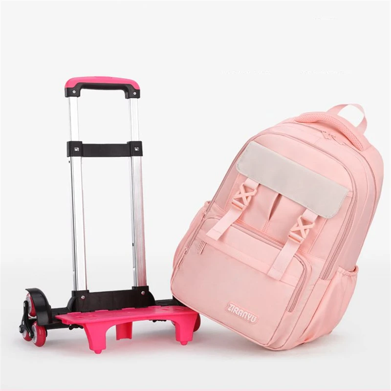 2/6 Wheels High Quality Girls Trolley Backpack Schoolbag with Wheels Orthopedic Bags for Children Schoolbag Rolling Backpack Bag