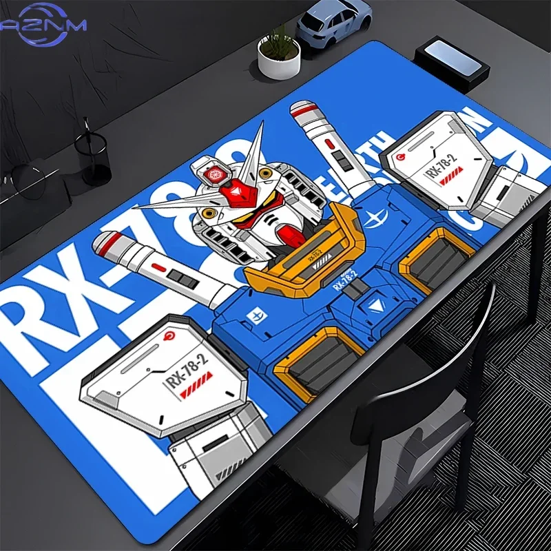 Vibrant Blue Anime Mecha Art Mouse Pad, Rubber Non Slip Underside, Smooth Surface Gaming Desk Pad for Computer Workstation