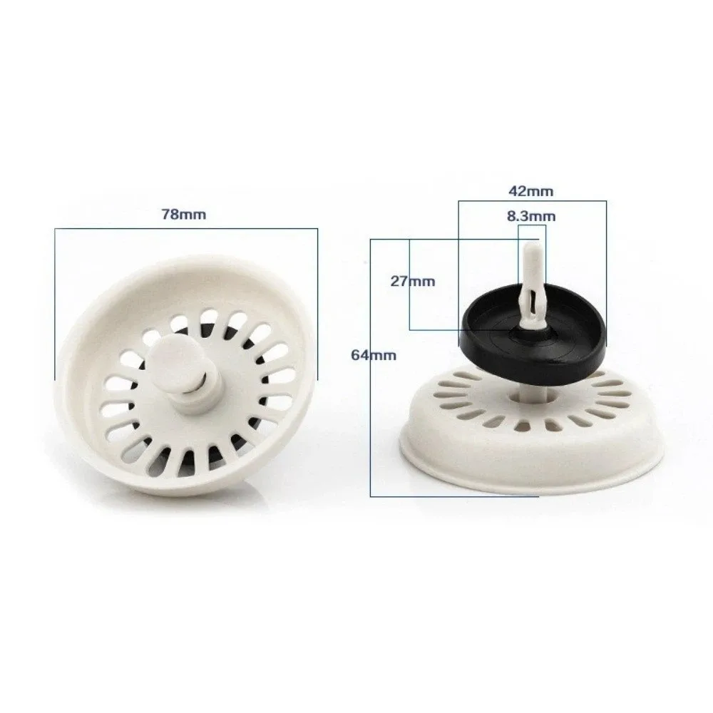 Universal 78mm Kitchen Drain Filter Fine Mesh White Plastic Sink Strainer Plug Easy Clean Kitchen Sink Accessory Basin Plug
