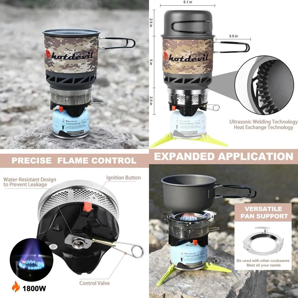 

0,75 + 0,25 л походная походная плита, система приготовления пищи с пьезозажиганием, портативная уличная горелка с горшком и металлическим держателем для кемпинга