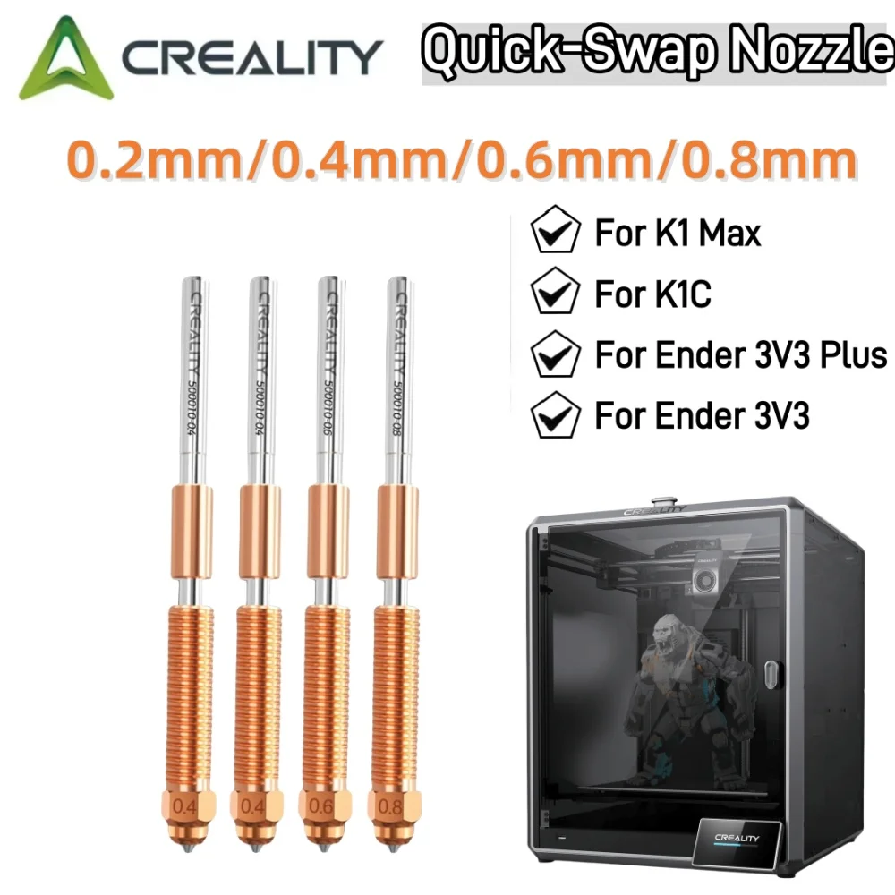 

Creality Quick-Swap Nozzle 0.4mm 1pcs for K1 Max K1C Ender-3 V3 Hardened Steel Nozzle Upgraded High-Speed Printing