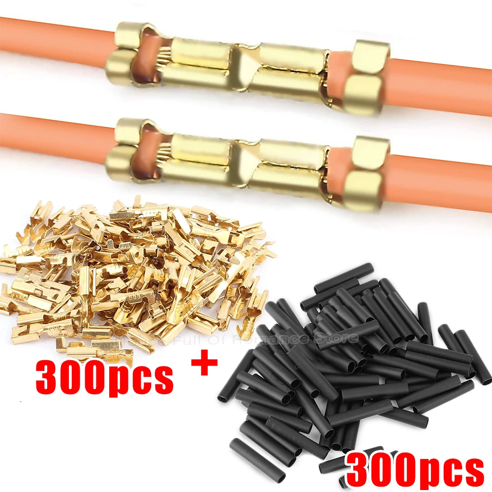 U-Shaped Electrical Wire Connectors Set Crimp Terminals Block for Fast Wiring Cable Lock 0.5-1.5mm² with Heat Shrink Tube Kits