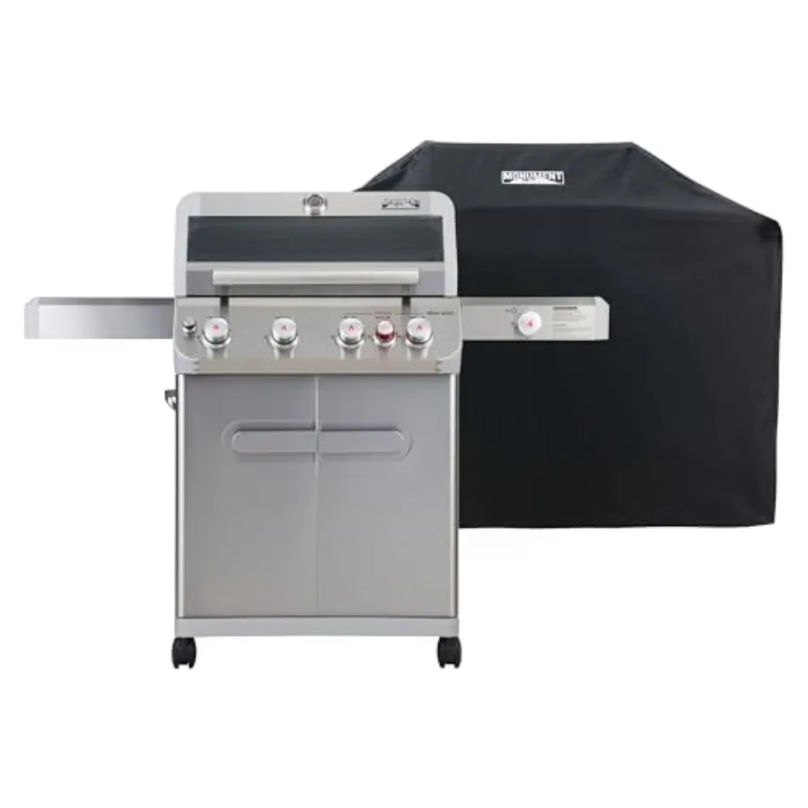 

Outdoor Barbecue Stainless Steel 4 Burner Propane Gas Grill 62 000 BTU with Side Burner Infrared Technology Knob Controls Mesa4