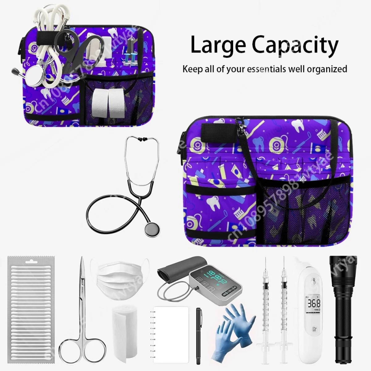 Portable Nurse Fanny Pack Dental Hospital Nursing Tools Print Waist Bag for Stethoscopes Bandage Scissor Practical Hip Bags Gift