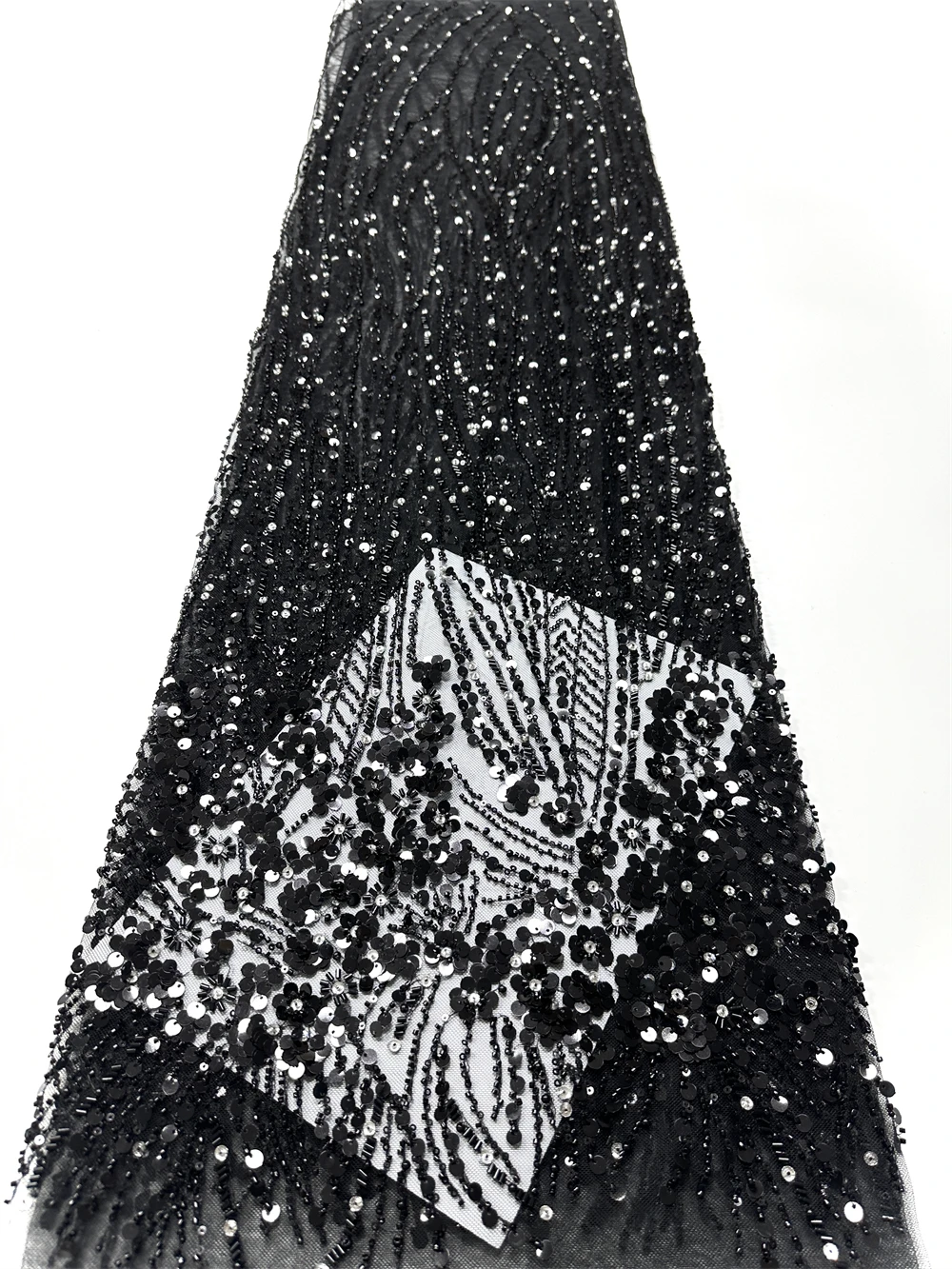 African 2026 Red Beaded Lace Fabric Tulle Mesh Sequins Embroidered 5 Yards French Wedding Party Dress Fabric Sewing