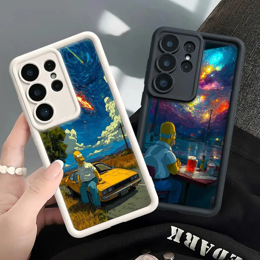 S-Simpsons Starry Sky Art Case for Samsung Galaxy S26 S23 FE S25 Edge S24Ultra S22 S25 Ultra S21 S20FE S24 Plus Phone Cover