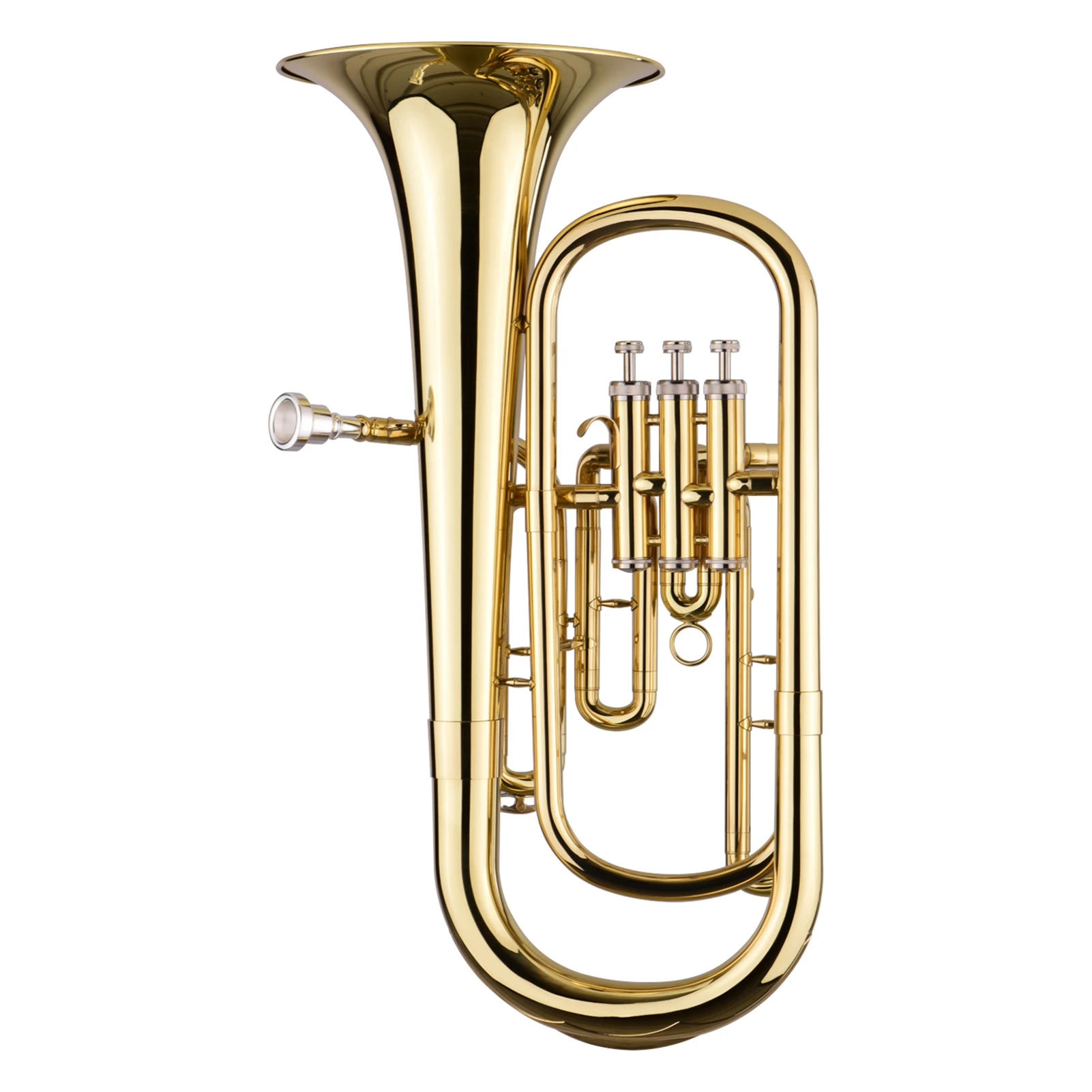 

Brass B Flat Baritone Bb Wind Instrument Gold Lacquer Surface Baritone with Carry Case Mouthpiece Gloves Cleaning Cloth