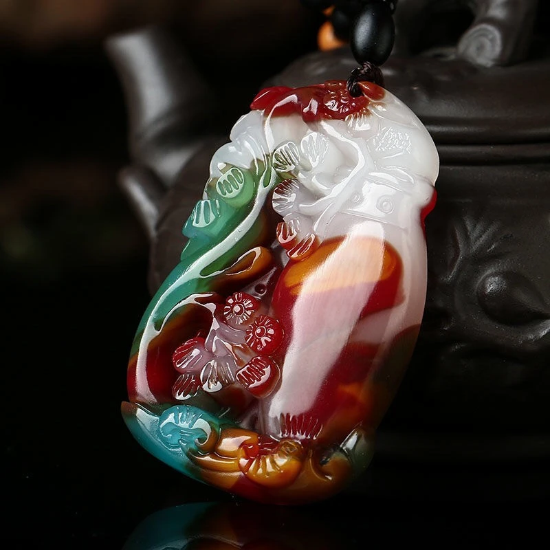 Colorful Jade Vase Pendant for Men and Women's Flat and Safe Popular Pendant