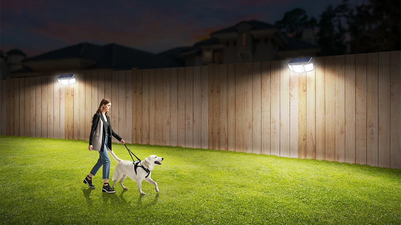 Intelamp Solar-LED-Leuchten mit langer Batterielaufzeit (6000 mAh) für den Außenbereich, mit größerem Solarpanel, zwei Bewegungssensoren, Sicherheits-Flutlichtstrahler, wasserdicht, für Garten, Straße, Hof, Haustür. – Detail 17