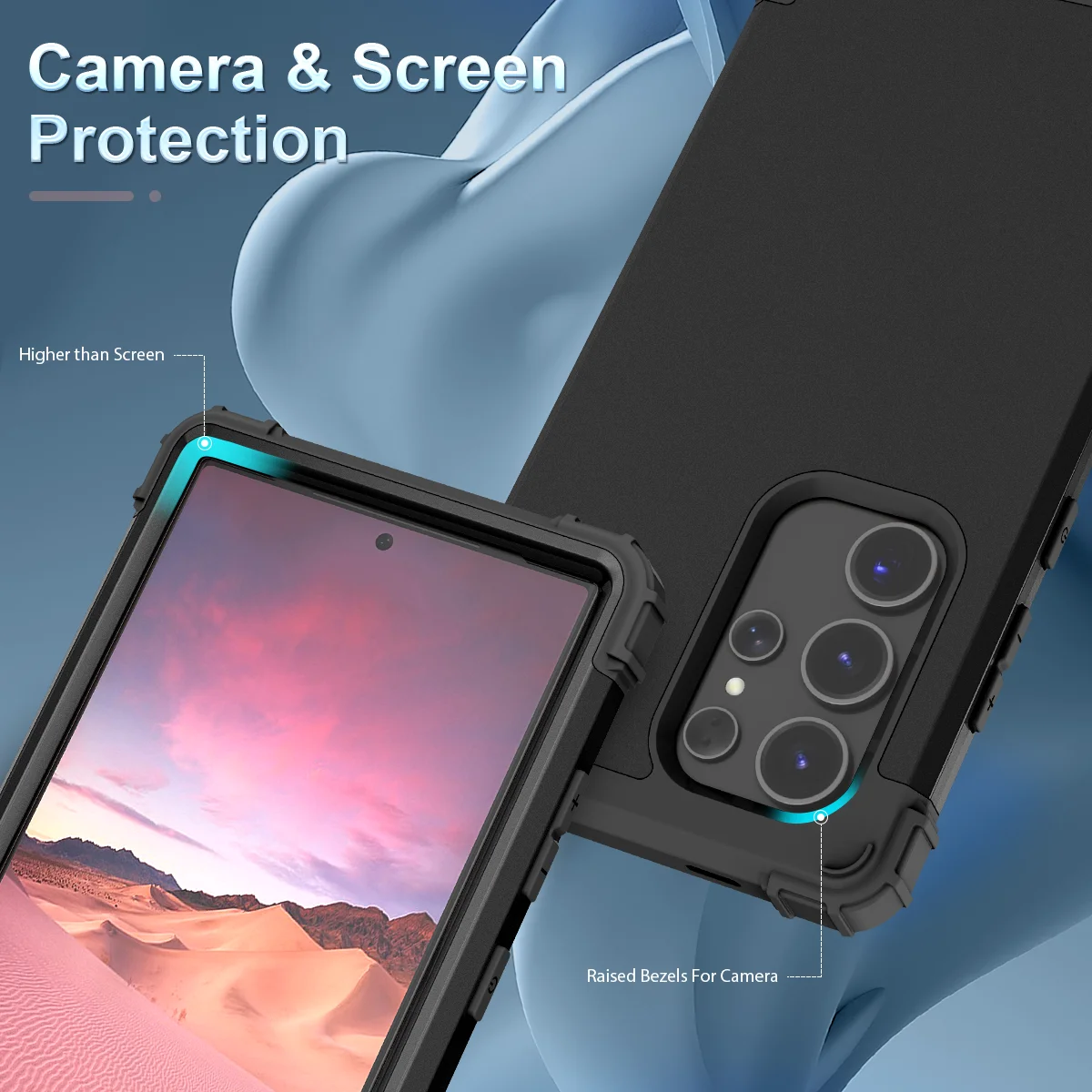3 in 1 Heavy Duty Armor Shockproof Phone Case For Samsung Galaxy S24 Ultra S23 S22 S21 Plus S20 FE 5G Hard Plastic Back Cover