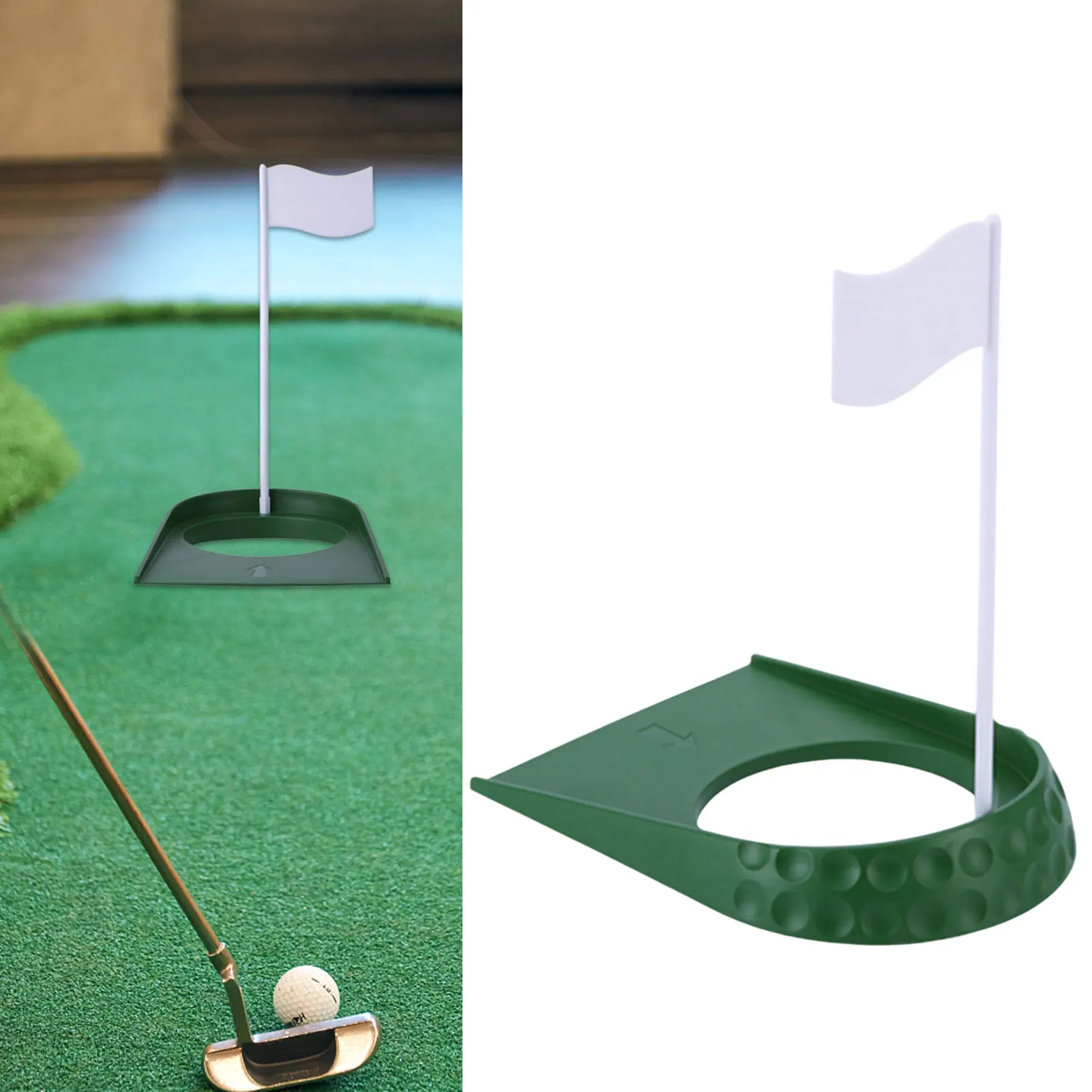 1 Set New Golf Indoor Automatic Putting Cup Return Ball Training Putter Portable Green Mat Putter Practice Trainer Aid With Hole