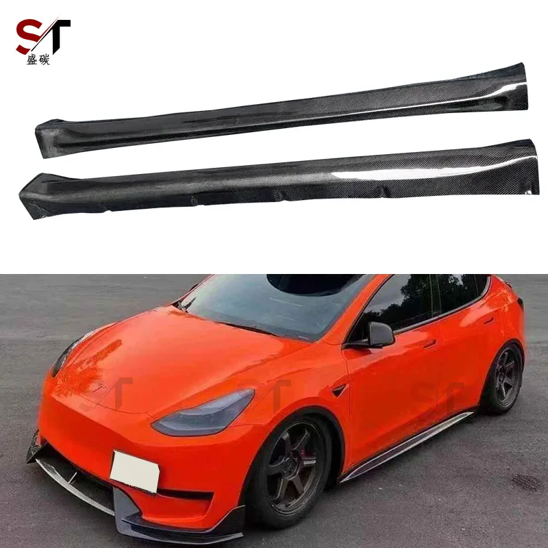 

Suitable for Tesla Model Y Carbon Fiber Side Skirt Surrounded Tesla Edamame Y Modified Body Kit