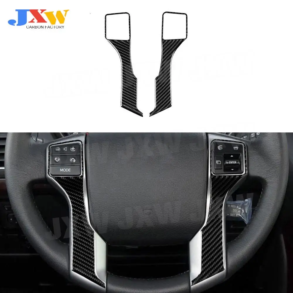 

Carbon Fiber Car Steering Wheel Button Trim Frame Panel Cover Strips Stickers For Toyota Land Cruiser Prado 2010-2018