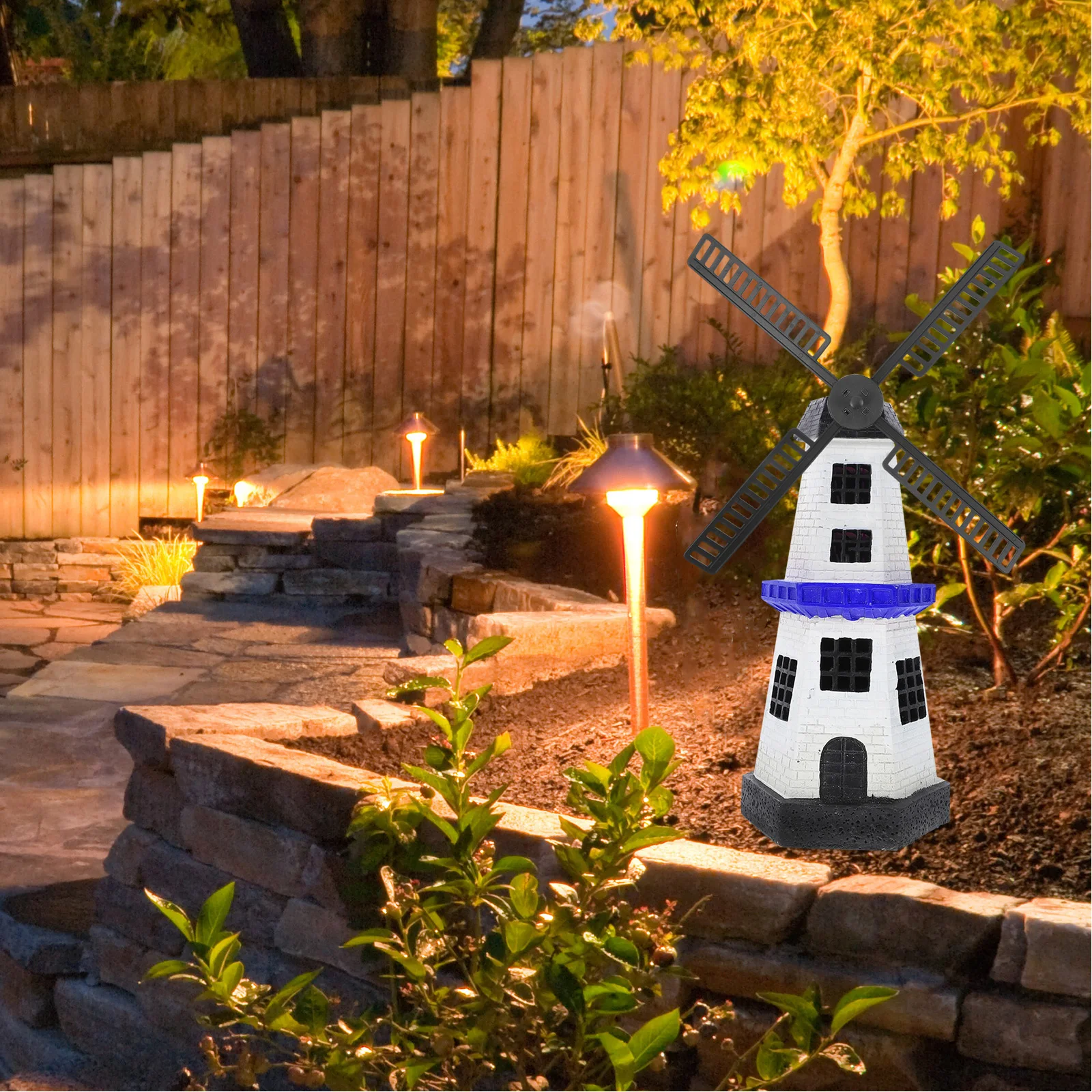 

2 комплекта солнечных ветряных мельниц, аксессуары для маяка, 20 5x20, 5 см, пластиковые садовые листья, уличные водонепроницаемые декоративные лезвия для двора