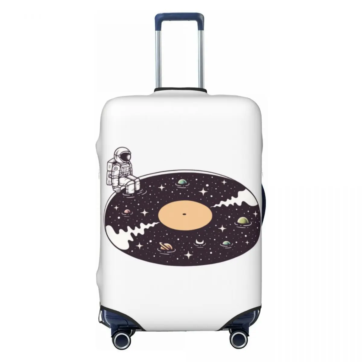 Cosmic Sound Suitcase Cover Astronaut Planets Music Flight Cruise Trip Strectch Luggage Case Protection Xmas Gift