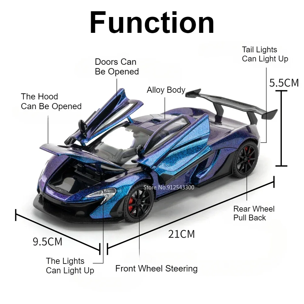 1:24 Bilancia 720S P1 Modello di Auto Giocattolo In Lega Diecast Musica Leggera Tirare Indietro Supercar Veicoli In Miniatura Modelli per I Bambini Regali Per Adulti