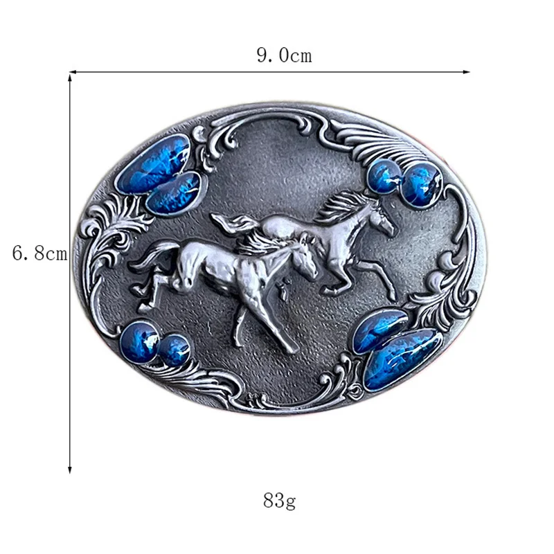 Liga de zinco cavalo duplo fivela de cinto de cavalo selvagem cowboy ocidental