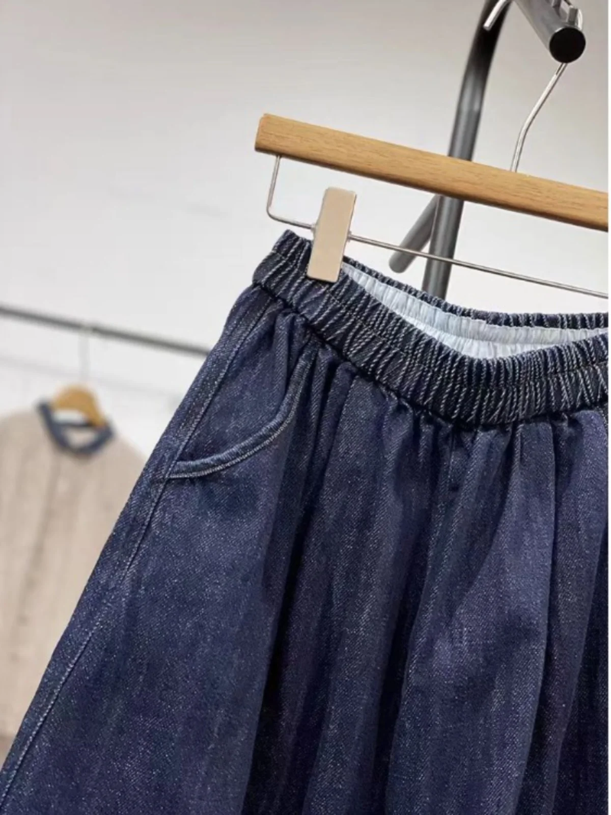 Calças Jeans Plus Size Fenas Primavera Vintage com Patchwork Cintura Elástica Harlan Largas e Ajustadas