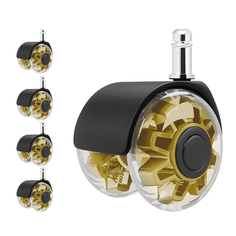 B48A Replacement Office Chair Wheels 5-Pack 2 Inch Pole Heavy Duty Caster Wheel Set M10 Quick& Quiet Rolling Casters