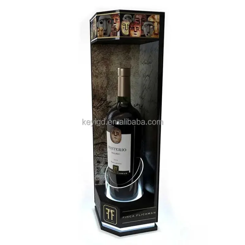 custom.Customized 2mm Thick Acrylic Wine Bottle Glorifier Display Stand Countertop LED Light Base Polished