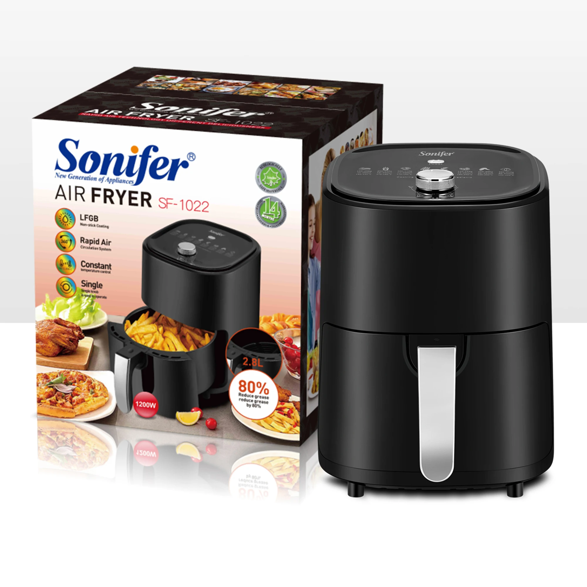 2.8L Air Fryer Without Oil Oven 1200W Multifunction Electric Deep Fryer Nonstick Basket Kitchen Cooking Frying Sonifer