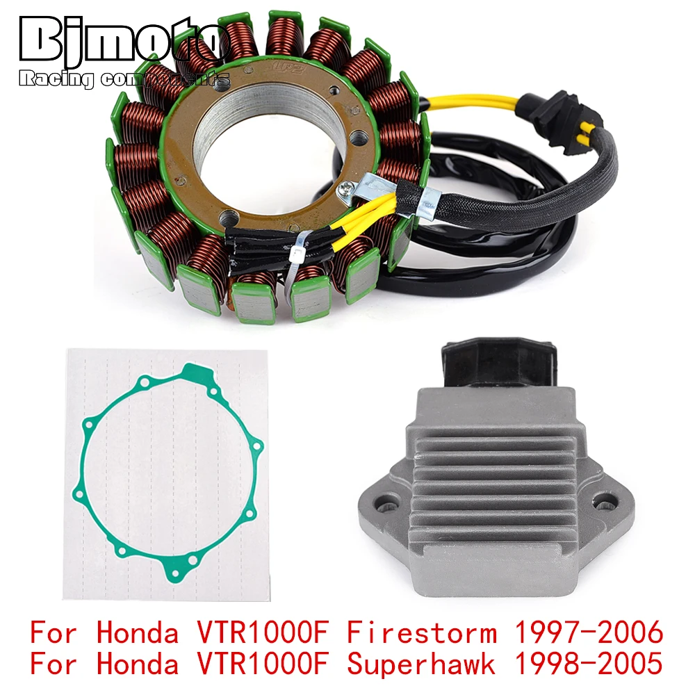 VTR1000F VTR 1000F Engine Stator Coil+Voltage Regulator rectifier For Honda VTR1000F Firestorm Superhawk 1997-2006 With Gasket