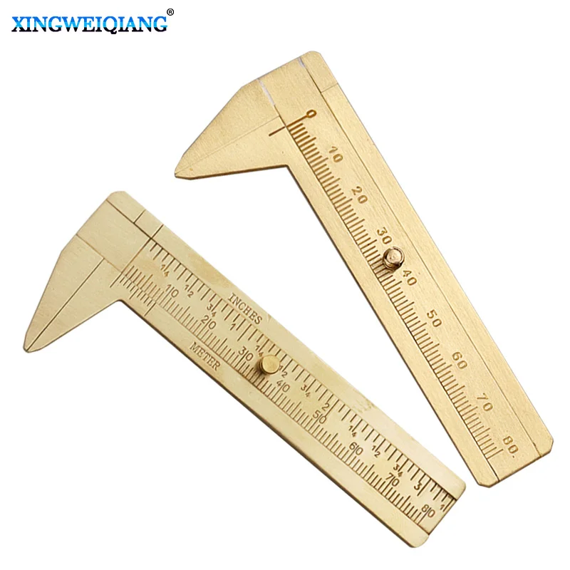

Measuring tool 0 ~ 80mm mini solid brass slide ruler single and double scale vernier gold caliper portable tool