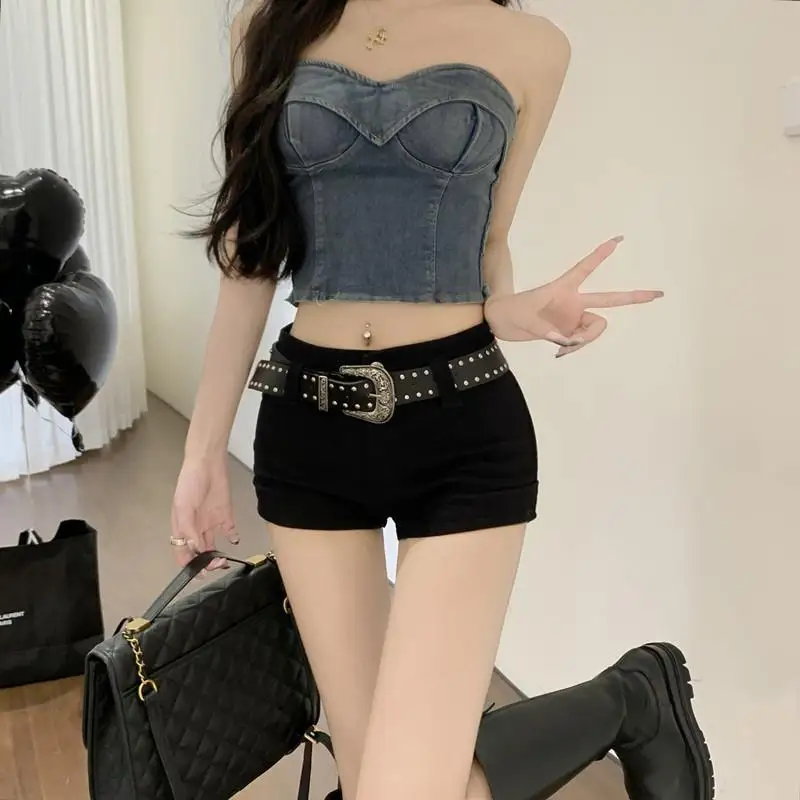 الصيف Y2k تنوعا سليم منخفضة الخصر السراويل السوداء الساخنة #3