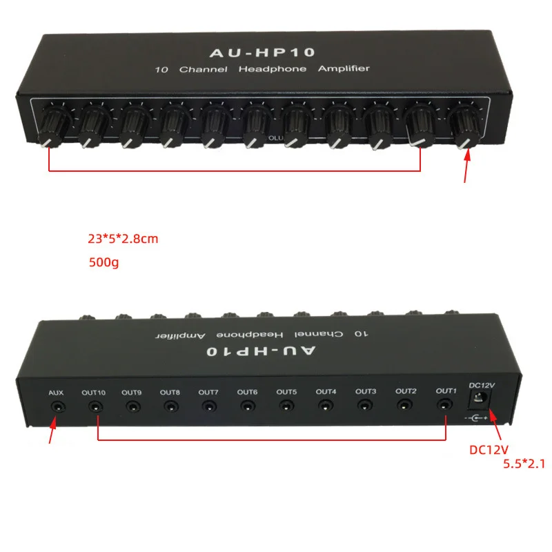 

AU-HP10 Dual-channel headphone amplifier one tow more than one ten multi-output audio music splitter 10-way earphone amplifier