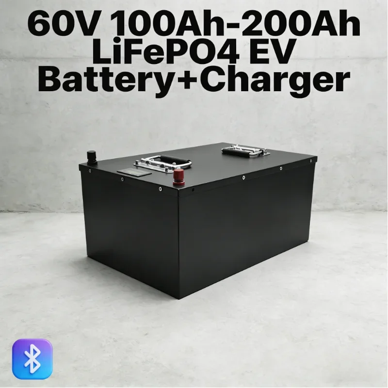 

60V LiFePO4 EV Battery Pack (100Ah/120Ah/150Ah/200Ah) | Built-in High-performance BMS + Matching Smart Charger Included.