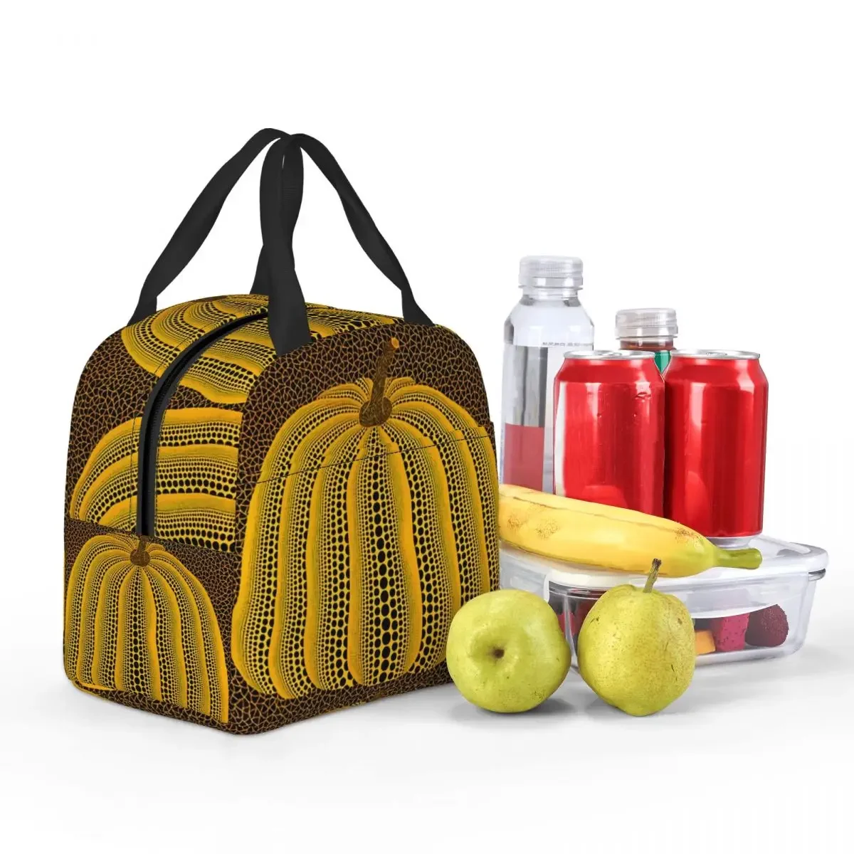 Custom Pink Polka Dot Yayoi Kusama Abstract Art Pumpkin Polka Insulated Lunch Bags Women Resuable Thermal Cooler Food Lunch Box