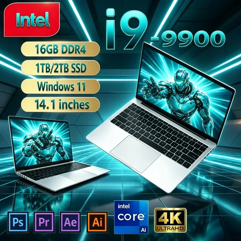 Hot Office Choice 14.1" FHD IPS 120Hz Notebook I9‑9900 Backlit Keyboard 16/32GB 2TB SSD Win11 Business PC