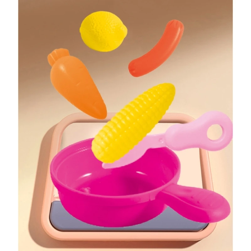 Полный детский кухонный набор, включающий кастрюли, сковородки и столовые приборы для ролевых игр и занятий по развитию навыков,